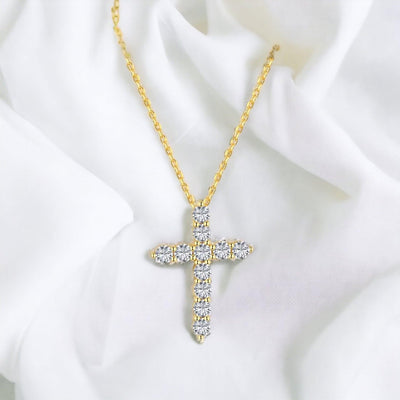 Bella Cross Necklace 18K Gold Plated - PinkScarlett