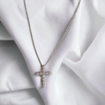 Bella Cross Necklace Sterling Silver - PinkScarlett