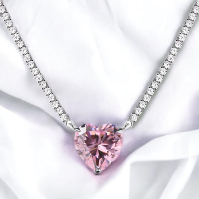 Serenity Pink Heart Necklace in Sterling Silver - PinkScarlett